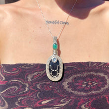 Load image into Gallery viewer, Silver Sheen Obsidian, Emerald, & Moonstone Taurus Pendant