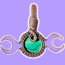 Load image into Gallery viewer, Malachite Triple Moon Pendant