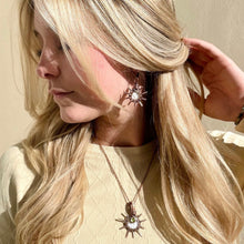 Load image into Gallery viewer, Mother of Pearl Sun Earrings