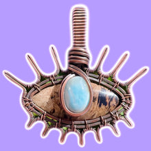 Load image into Gallery viewer, Palm Root Fossil & Larimar Eye Pendant