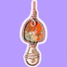 Load image into Gallery viewer, Bloodstone & Crazy Lace Agate Mushroom Pendant