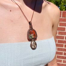 Load image into Gallery viewer, Bloodstone & Crazy Lace Agate Mushroom Pendant