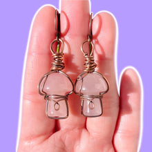 Load image into Gallery viewer, Rose Quartz Mushroom Earrings