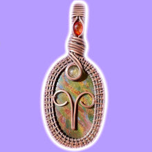 Load image into Gallery viewer, Bloodstone, Rutilated Quartz, & Sunstone Aries Pendant