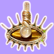 Load image into Gallery viewer, Tigers Eye & Golden Rutilated Quartz Eye Pendant