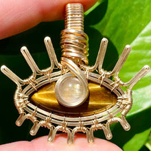 Load image into Gallery viewer, Tigers Eye &amp; Golden Rutilated Quartz Eye Pendant
