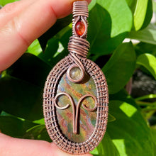 Load image into Gallery viewer, Bloodstone, Rutilated Quartz, &amp; Sunstone Aries Pendant
