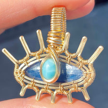 Load image into Gallery viewer, Kyanite &amp; Larimar Mini Eye Pendant
