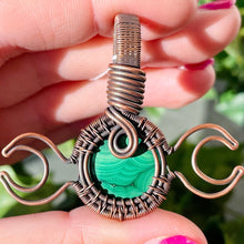 Load image into Gallery viewer, Malachite Triple Moon Pendant
